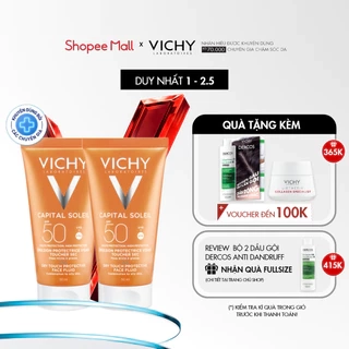 Bộ 2 kem chống nắng không gây nhờn rít Vichy Ideal Soleil Dry Touch SPF 50 Chống Tia UVA + UVB 50ml