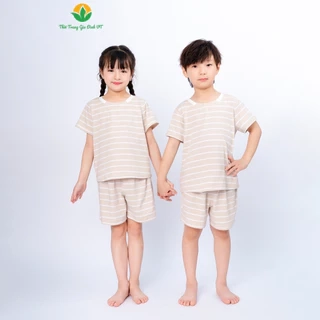 Bộ cộc tay chất cotton dệt kim kẻ sọc màu cho bé trai bé gái thời trang Việt Thắng - B63.5100
