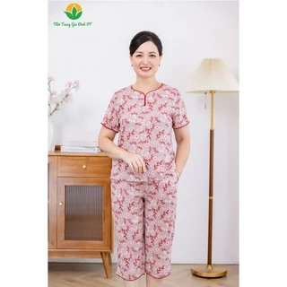 Bộ lanh trung niên quần lửng áo cộc tay cổ lé màu thời trang Việt Thắng - B06.2422