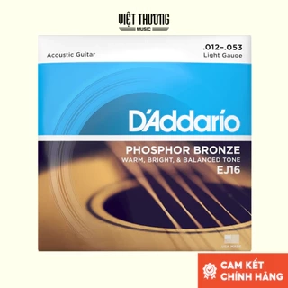Dây Đàn Guitar Acoustic D'addario 80-20 size 12-53 EJ11, Dây đàn hợp kim cao cấp thay thế đàn guitar -Việt Thương Music