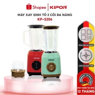Máy xay sinh tố giá tốt KIPOR KP-S206 - Hai cối đa năng - Bảo vệ tự ngắt chống quá tải - Bảo hành tại nhà 12 tháng