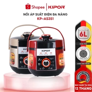 Nồi áp suất điện KIPOR KP-AS351-6L-đa chức năng 7 trong 1-Lòng nồi 5 lớp chống dính TEFLON-Bảo hành tại nhà 12 tháng