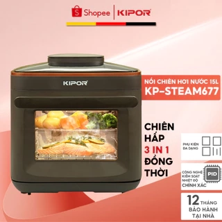 Nồi chiên hơi nước KIPOR KP-STEAM677 - bảng điều khiển điện tử nấu đa chế độ, chiên hấp đồng thời