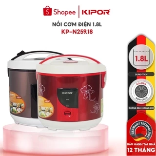 Nồi cơm điện KIPOR KP-N25918 - 1.8L - Phủ chống dính HOÀNG KIM, Nồi cơm có tặng kèm vỉ hấp - Bảo hành tại nhà 12 tháng