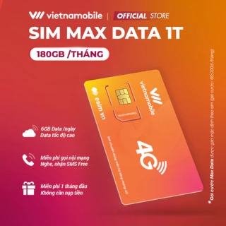 Sim Data 4G Vietnamobile 6GB/Ngày - 180GB/Tháng,Miễn Phí Gọi Nội Mạng. Trọn Gói 1 Tháng. Độc Quyền VIETNAMOBILE - SIMTHE