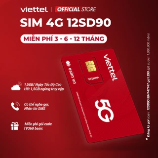 Sim 4G Viettel 12SD70 Data 1GB/Ngày (30GB/Tháng) Băng Thông Tốc Độ Cao. Trọn Gói 1 Năm Không Nạp Tiền