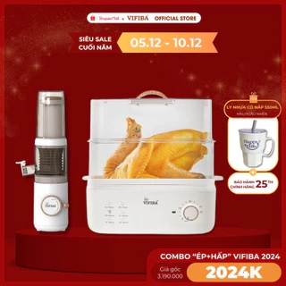 Combo Sức Khỏe & Tiện Ích VIFIBA: 1 Máy Ép Trái Cây 120W, 1 Nồi Hấp Điện 2 Tầng Chính Hãng - Nồi Hấp Hẹn Giờ