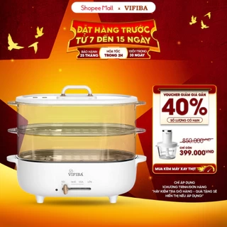 Nồi Lẩu Hấp Điện 2 Tầng VIFIBA - NồI Vừa Nấu Lẩu Vừa Hấp VIFIBA - Công Suất 1000W, Dung Tích Nấu 15L