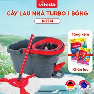 Bộ lau nhà thông minh 360 độ VILEDA Turbo Easy Wring&Clean đầu lau tam giác, xô giặt quay bằng chân