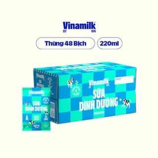 Thùng 48 Bịch Sữa dinh dưỡng Vinamilk không đường 220ml