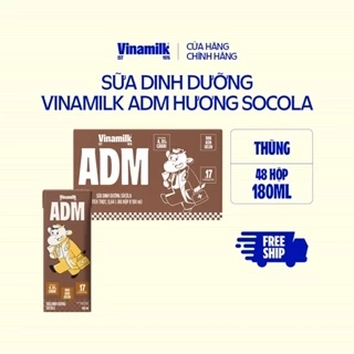 Sữa dinh dưỡng Socola Vinamilk ADM - Thùng 48 hộp 180ml