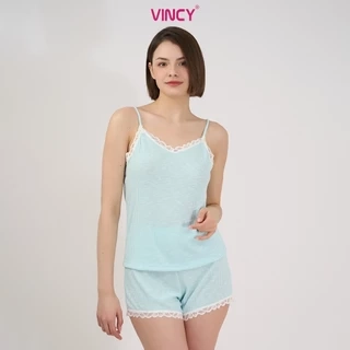Bộ short thun cotton, áo 2 dây phối ren với họa tiết đặc trưng Noel BST032S11