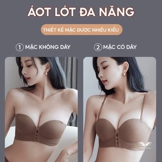 Áo lót không dây chống tụt cài trước nâng ngực VINGO bản lưng to mặc áo hai dây áo trễ vai S464 VNGO