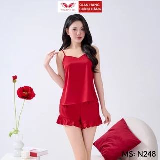 Bộ ngủ 2 dây lụa mặc nhà VINGO mùa Hè N248 VNGO