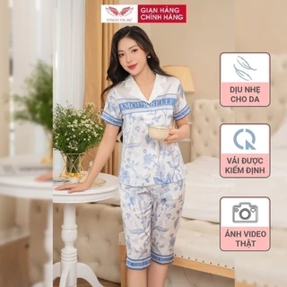 Bộ đồ ngủ Pijama mặc nhà lụa VINGO tay ngắn mùa hè H693 VNGO