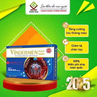 Viên Uống Giảm Tê Bì Chân Tay Vindermen Plus Vinh Gia Giúp Tăng Lưu Thông Máu, Đau Vai Gáy(30v/ Hộp)