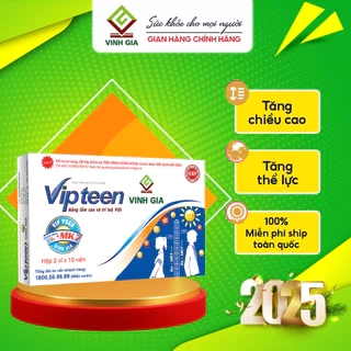 Viên Uống Tăng Chiều Cao Vipteen Vinh Gia, Giúp Thể Lực Tốt Cho Trẻ 9 -18 Tuổi (Hộp/ 20v)