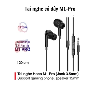 Tai nghe có dây M1 Pro - V5.0 chính hãng Jack 3.5, âm hay tích hợp Micro, cáp 1.2m kèm 4 núm đệm tai - Bảo hành 6 tháng