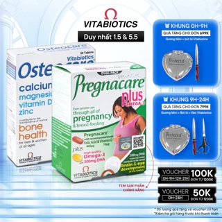 Bộ Sản Phẩm Vitabiotics Tăng Cường Sức Khỏe Cho Mẹ Bầu OSTEOCARE 30 Viên Và PREGNACARE PLUS OMEGA-3 56 Viên