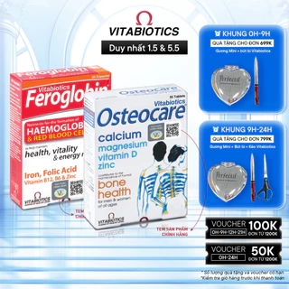 Bộ Sản Phẩm Vitabiotics OSTEOCARE Giúp Xương Chắc Khỏe 30 Viên Và FEROGLOBIN B12 Bổ Sung Sắt 30 Viên