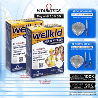 Combo 2 Hộp Viên Nén Nhai Vitabiotics WELLKID MULTI-VITAMIN SMART CHEWABLE Nâng Cao Sức Đề Kháng Cho Trẻ
