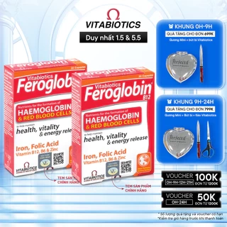 Combo 2 Hộp Viên Uống Bổ Máu Vitabiotics FEROGLOBIN B12 Cung Cấp Sắt Hỗ Trợ Tăng Khả Năng Tạo Máu Hộp 30 Viên