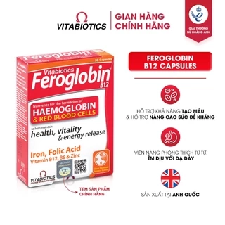 Viên Uống Bổ Máu Vitabiotics FEROGLOBIN B12 Cung Cấp Sắt Hỗ Trợ Tăng Khả Năng Tạo Máu 30 Viên