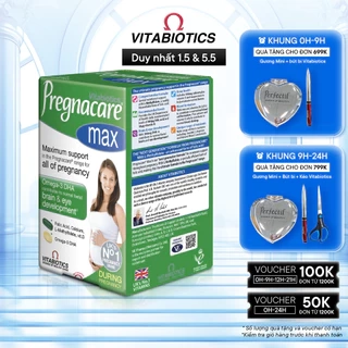 Viên Uống Cho Phụ Nữ Mang Thai & Cho Con Bú Vitabiotics PREGNACARE Max Bổ Sung Canxi, Acid Folic Và Omega – 3, 84 Viên