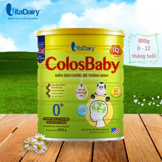 Sữa non Colosbaby IQ Gold 0+ 800g, sữa bột giúp bé phát triển trí não, tăng cường miễn dịch - VitaDairy