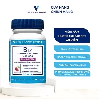 Viên ngậm hỗ trợ tạo máu và hệ thần kinh THE VITAMIN SHOPPE B12 Methylcobalamin 1000 MCG 60 viên