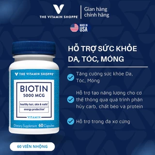Viên Uống Hỗ Trợ Sức Khỏe Da, Tóc, Móng THE VITAMIN SHOPPE Biotin 5000 MCG