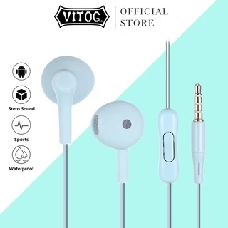 Tai nghe Vitog siêu trầm kiểu két tai có dây giắc cắm 3.5mm màu sắc macaron