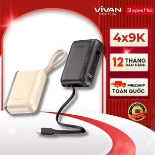 Pin dự phòng mini VIVAN VPB-Q10 9600mAh tích hợp cáp