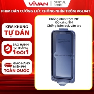 Miếng dán cường lực trong suốt VGL01T/VGL04T VIVAN kèm khung tự dán cho điện thoại Táo 15 promax