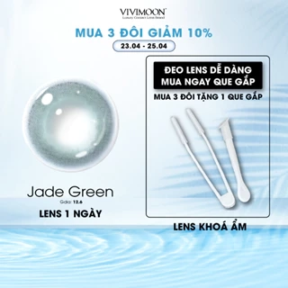 Kính áp tròng VIVIMOON LENS 1 ngày màu xanh lá ánh xám bạc Jade Green (Giá 01 chiếc)