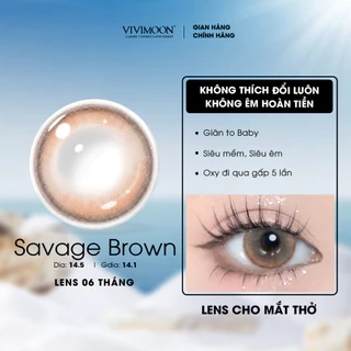 Kính áp tròng VIVIMOON EYECONIC lens cận cho mắt thở màu nâu baby Savage Brown, giãn tròng to 14.5mm hạn sử dụng 6 tháng