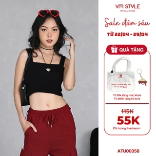 Áo 2 dây croptop nữ VMSTYLE bảng lớn trơn dáng ôm nhiều màu basic đi chơi, đi biển - ATU00358