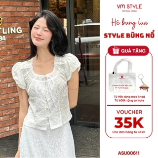 Áo kiểu nữ, áo kiểu cổ bèo VM STYLE chất ren thêu hoa cao cấp - ASU00611
