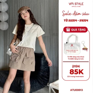 Áo thun nữ VMSTYLE tay ngắn cổ tròn trơn basic nhiều màu đi học, đi làm 37230 - ATU00613
