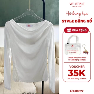 Áo Trễ Vai Tay Dài VM STYLE Vạt Chéo Lót Ren Hoa Chất Liệu Vải Thun Giấy Sang Trọng ASU00622