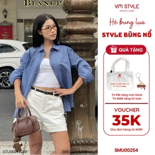 Sơ mi nữ kẻ sọc tay dài VMSTYLE Áo tay dài dáng rộng SMU00254