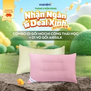 Combo Ruột gối nằm lông vũ Mochi 45x65cm & Vỏ gối lụa tencel Airsilk mềm mịn - Goodnigth Bedding