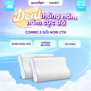 Combo 2 gối ngủ Goodnight Nori 1.0, Gối foam kích thước 30x60cm, ruột gối công thái học nâng đỡ cổ vai gáy