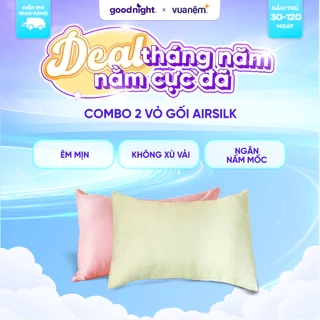 Combo 2 vỏ gối lụa tencel Goodnight Airsilk 5 tone màu pastel 45x65cm
