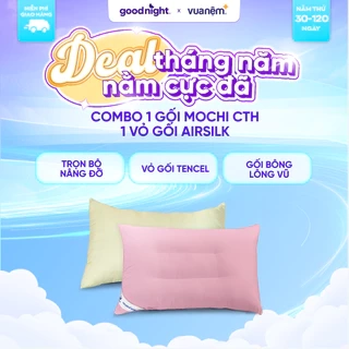 Combo Ruột gối nằm lông vũ nhân tạo Mochi 45x65cm & Vỏ gối lụa tencel Airsilk mềm mịn - Goodnigth Bedding