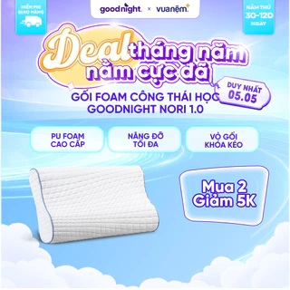 Gối Foam Goodnight Nori Gối Công Thái Học 30*60cm Lượn Sóng Nâng Đỡ Cổ Vai Gáy Độc Quyền Vua Nệm