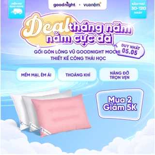Gối Ngủ Goodnight Mochi 45x65cm, Gối Gòn Lông Vũ, Ruột Gối Nằm Cao Cấp Thư Giãn, Êm Ái
