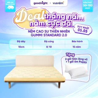 Nệm Cao Su Thiên Nhiên 100% Gummi Standard 2.0 10cm Vua Nệm, Mùi Hương Vani
