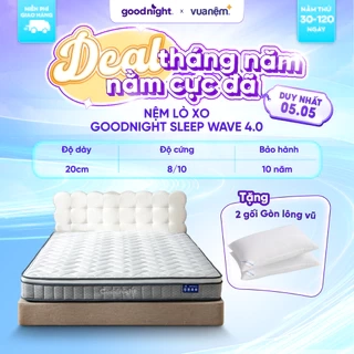 Nệm Lò Xo Vua Nệm Goodnight Sleep Wave 20cm, Đệm Lò Xo Khách Sạn Cách Ly Chuyển Động