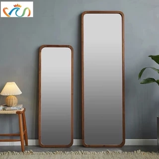 Gương soi toàn thân khung gỗ tự nhiên VUADECOR nhiều màu treo tường kích thước 50x150cm